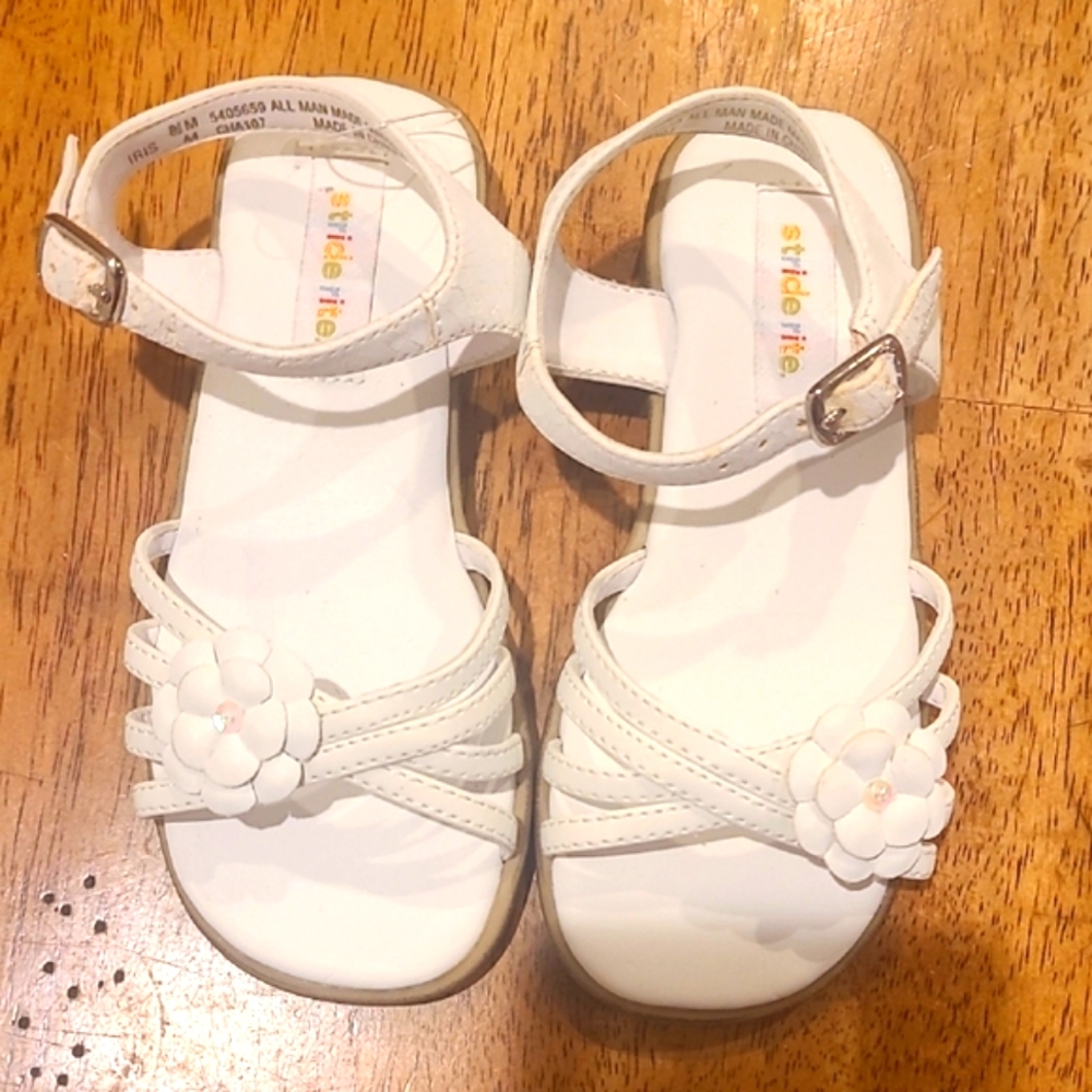 Stride Rite White Floral Kids Sandals